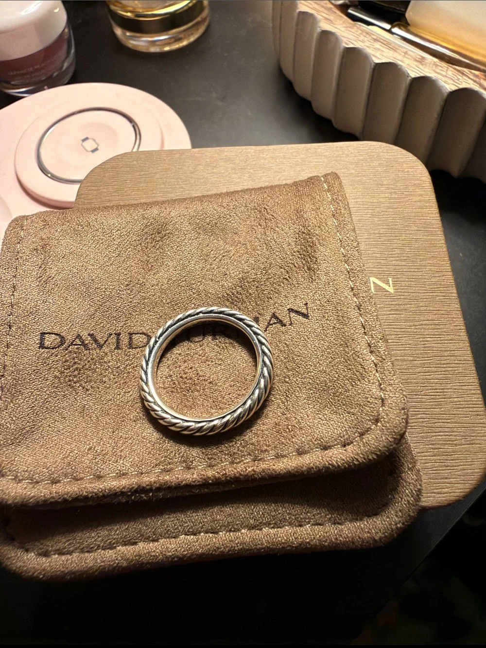 David Yurman Silver Twisted Cable ring size 7 used